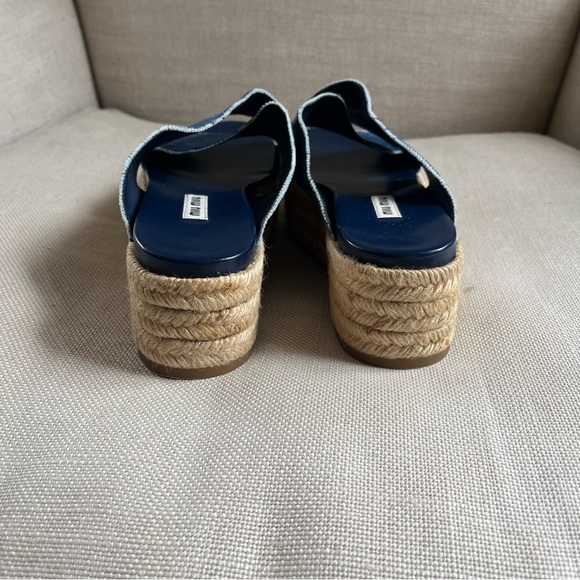Miu Miu Sandals Espadrille Flatform Blue Denim US 9 39 - Picture 5 of 9